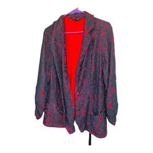 Torrid 2 red jacket blazer black lace  2X